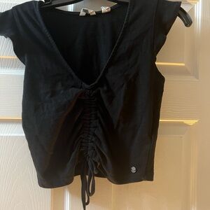 Roxy Black Ruched Blouse